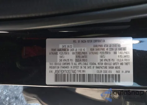 2022 Mazda Cx-5 2.5 S Premium z USA, uszkodzony, nr VIN JM3KFBDM7N0627440